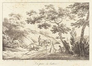 Artillery Cannon Collection: La piece en batterie, 1817. Creator: Emile Jean-Horace Vernet