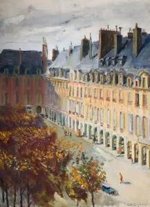 Place Des Vosges Prints: La Place Des Vosges, 1928. Creator: Georges Leon Dufrenoy