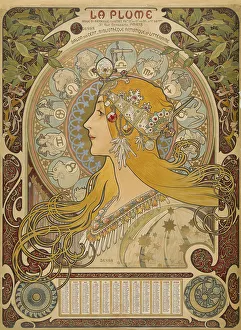 Mucha Prints: La Plume, 1896. Creator: Mucha, Alfons Marie (1860-1939)