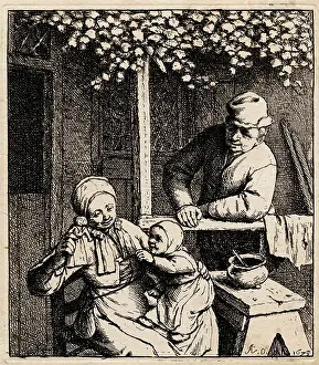 Family Group Prints: La Poupee Demandee, 1678. Creator: Adriaen van Ostade