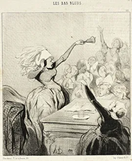 Play On Words Prints: La Présidente criant à tue-tête: Mesdames!... 1844. Creator: Honore Daumier