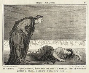 Whispering Prints: La Princesse. Voyons, être féroce, finis-en... 1857. Creator: Honore Daumier