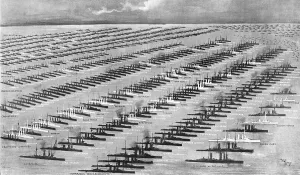 Battleships Prints: La puissance navale de l'empire Britannique; tableau de la Grand Fleet apres la bataille