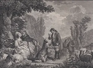 Etienne Prints: La reconoissance de Fonrose, 1786. Creator: Robert de Launay
