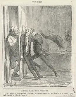 Doors Prints: La reforme electorale en Angleterre, 1866. Creator: Honore Daumier