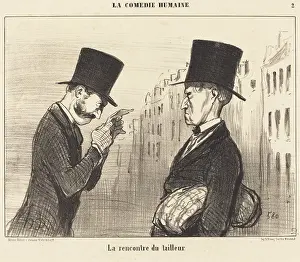 Facial Expressions Prints: La rencontre du tailleur, 1853. Creator: Honore Daumier