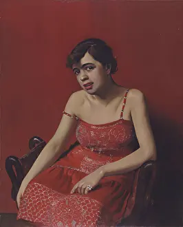 La Roumaine a la robe rouge (Romanian Woman in a Red Dress), 1925. Creator: Vallotton, Felix Edouard (1865-1925)