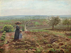 La route de Rouen, les hauteurs de l'Hautil, Pontoise, 1872. Creator: Pissarro, Camille (1830-1903)