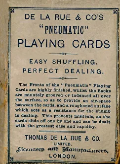 Gambling Prints: De La Rue & Cos Pneumatic Playing Cards, cover, 1925