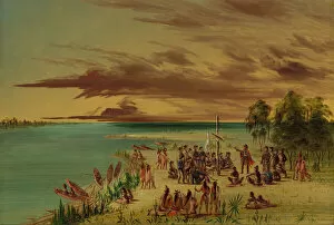 Canoe Gallery: La Salle Claiming Louisiana for France. April 9, 1682, 1847 / 1848. Creator: George Catlin