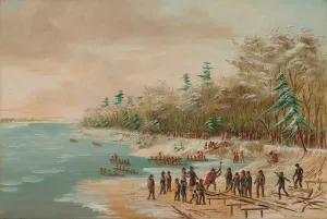 Trader Gallery: La Salle Driving the First Bolt for the Griffin. January 26, 1679, 1847 / 1848