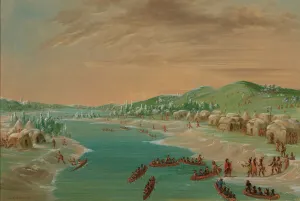 Images Dated 23rd February 2021: La Salle and Party Arrive at the Village of the Illinois. January 1, 1680, 1847 / 1848