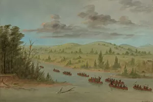 Images Dated 23rd February 2021: La Salles Party Entering the Mississippi in Canoes. February 6, 1682, 1847 / 1848