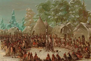 Images Dated 23rd February 2021: La Salles Party Feasted in the Illinois Village. January 2, 1680, 1847 / 1848
