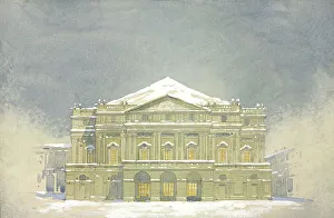 Tempera On Paper Prints: La Scala. Stage design for the ballet Vecchia Milano by Franco Vittadini