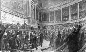 J Simont Prints: La séance du 4 aout 1914 a la Chambre Francaise, 1914. Creator: J Simont