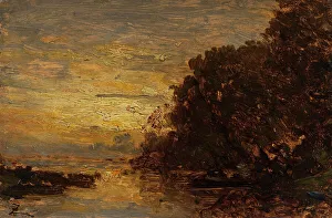 Ziem Felix Prints: La Seine à Billancourt, coucher de soleil. Creator: Felix Francois Georges Philibert Ziem