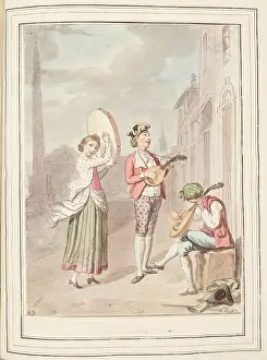 La Serenatta, Rome, leaf from A Collection of Dresses by David Allan Mostly from Nature, 1776