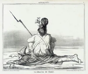 Crushing Prints: La situation de l'Italie, 1859. Creator: Honore Daumier