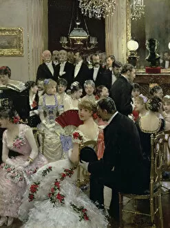 Feast Table Collection: La soiree - Autour du piano, c. 1880. Creator: Beraud, Jean (1849-1936)