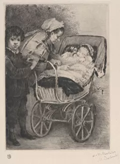 Asleep Gallery: La Sortie de bébé, 1878. Creator: Marcellin-Gilbert Desboutin