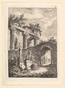 La Statue en Avant les Ruines. n. d. Creator: Hubert Robert