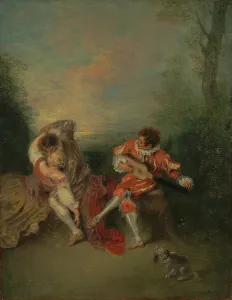 Jean Antonie Watteau Prints: La Surprise, about 1718-1719. Creator: Jean-Antoine Watteau
