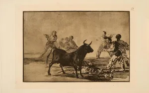 Bullfighting Prints: La Tauromaquia: The Rabble Hamstring the Bull with Lances