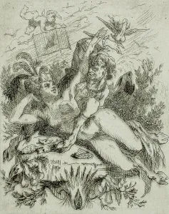 Penis Prints: La Tentation, 1867. Creator: Félicien Rops