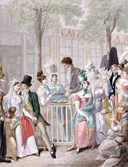 Opiz Prints: La terrasse du café La Rotonde au Palais Royal en 1814