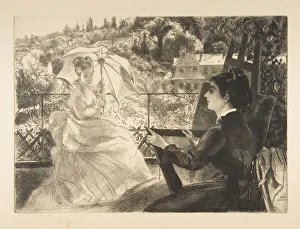 La Terrasse de la VIlla Brancas, 1876. Creator: Felix Bracquemond La Terrasse de la VIlla Brancas, 1876. Creator: Felix Bracquemond