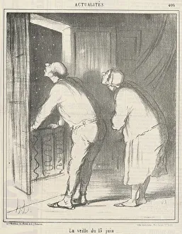 Looking Out Prints: La veille du 13 Juin, 19th century. Creator: Honore Daumier