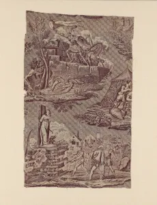 Stake Prints: La Vie de Jeanne d Arc (The Life of Joan of Arc) (Furnishing Fabric), France, c. 1815