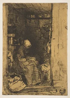 James A Prints: La Vielle aux Loques, 1858. Creator: James Abbott McNeill Whistler