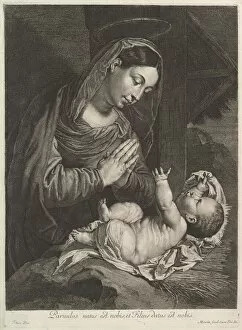 Tiziano Vecellio Gallery: La Vierge adorent l Enfant Jesus. Creator: Jean Morin