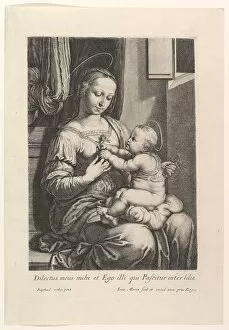 Sanzio Collection: La Vierge a l enfant, a la rose. Creator: Jean Morin