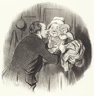Rage Prints: La Visite a la nourrice, 1845. Creator: Honore Daumier