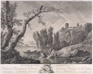 Washerwomen Prints: The Laboring Italian Women, 1765. Creator: Jacques Aliamet