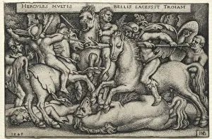1500 1550 Prints: The Labors of Hercules: Hercules Conquering Troy, 1545. Creator: Hans Sebald Beham (German