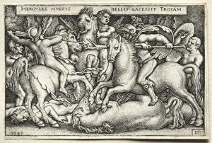 The Labors of Hercules: Hercules Conquering Troy, 1545. Creator: Hans Sebald Beham (German