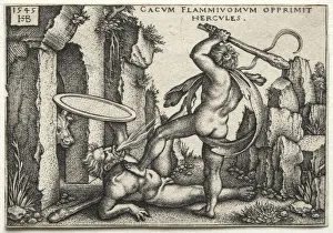 The Labors of Hercules: Hercules Killing the Giant Cacus, 1545. Creator: Hans Sebald Beham (German