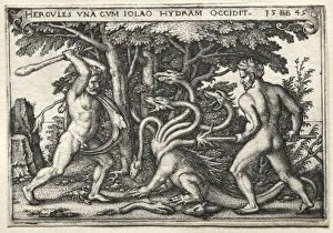 The Labors of Hercules: Hercules Killing the Lernean Hydra, 1545. Creator: Hans Sebald Beham