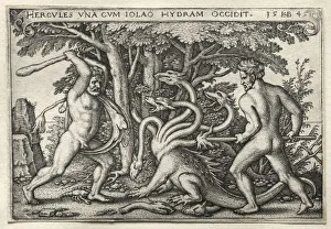The Labors of Hercules: Hercules Killing the Lernean Hydra, 1545. Creator: Hans Sebald Beham
