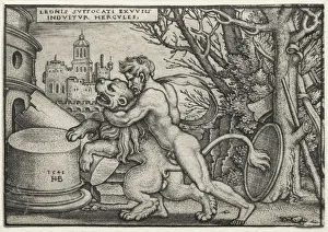1500 1550 Prints: The Labors of Hercules: Hercules Strangling the Nemean Lion