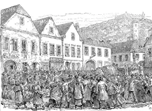 Deaths Prints: The Labour Agitation in Austria: riots at Fulneck, Moravia, 1890. Creator: Unknown