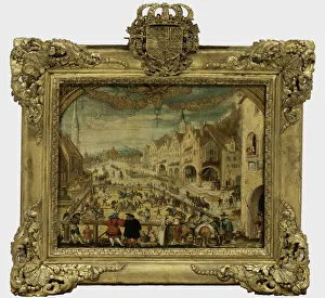 Tourney Prints: Labours of the Months. A tournament in Altstadt of Landshut