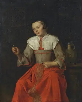1640s Prints: Lace-Maker, 1648. Creator: Gabriel Metsu