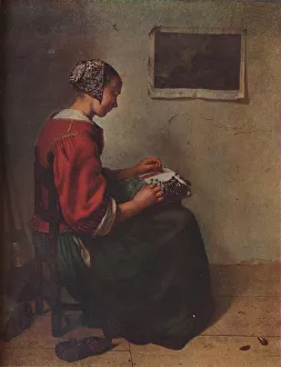 Caspar Netscher Gallery: The Lace Maker, 1662. Artist: Gaspar Netscher