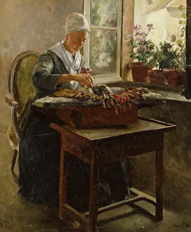 Cottage Industry Prints: The Lace-Maker, 1885. Creator: Georg Pauli