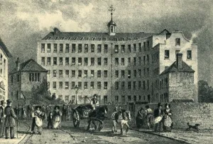 Textile Mill Prints: Lace Manufactory, Tiverton, c1836, (1943). Creator: Unknown